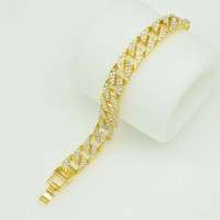 Bracelet pour homme en cuivre plaqué or 14K 18K, style rappeur, personnalisé, avec zircone brillante, maillons cubains, vente en gros de bijoux