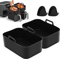 Accessoires de cuisine : Moule en silicone réutilisable pour friteuse à air, pot en silicone pour friteuse à air, doublures en silicone pour friteuse à air, lot de 2
