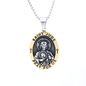 Collar de protección con colgante de Saint <span class=keywords><strong>Jude</strong></span> Pray for US, pieza fresca de fábrica en stock, hecho en acero 316, resistente al agua y sin deslustre - Product Image 5