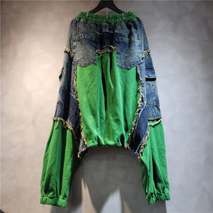 Fashion Hip Hop Sexy Casual Color Block Patchwork in Denim sportivo ampio ampio pantaloni da Jogger pantaloni <span class=keywords><strong>Cargo</strong></span> <span class=keywords><strong>donna</strong></span> - Product Image 5