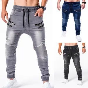 New 2024 New Men Clothing High Quality Pants Zipper Decoration Casual Sports Hip Hop Men's Jeans