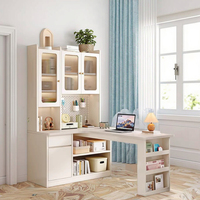 Bureau de coin moderne en bois massif Étagère intégrée extensible Multifonctionnel Bureau d'ordinateur de bureau pour étudiant Étude Petit