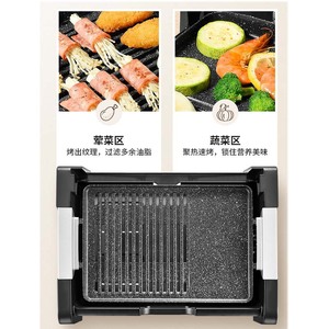 Electric Grill Indoor Smokeless Non-Stick Teppanyaki Griddle 1201W-1500W Black 24.5X35.6CM Wave Plate Customized Model - Product Image 2