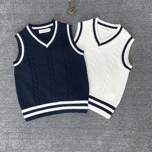 <span class=keywords><strong>Gilet</strong></span> en coton tricoté doux style universitaire pour enfants, uniforme scolaire pour garçons et filles, style preppy - En stock - Product Image 3