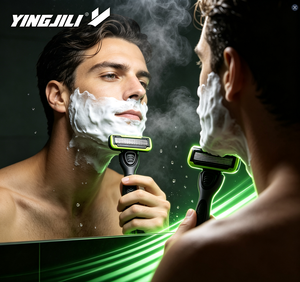 <span class=keywords><strong>Rasoir</strong></span> manuel YINGJILI confortable en acier inoxydable à 6 lames pour hommes, avec bande lubrifiante à l'aloe vera et à la vitamine E, rinçage rapide, pour la maison et les voyages - Product Image 2