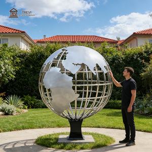Statua del Globo Terrestre TREVI in Metallo Decorativo di Grandi Dimensioni, Scultura <span class=keywords><strong>della</strong></span> Mappa del Mondo in Acciaio Inossidabile - Product Image 1