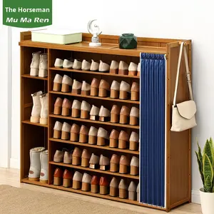 Meuble d'entrée en bambou pour chaussures, design moderne, haut, vertical, entrée intégrée, couloir, ultra étroit - Product Image 2