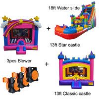Ensemble de 3 pièces JOYRISE, château gonflable de 18 pieds de haut avec toboggan aquatique, usage commercial, capacité de 500 kg, garantie de 3 ans