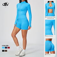 Nouvelle Collection 2026 – Ensemble de Sport Doux pour Femme : Veste à Col Montant Zippée avec Trous pour les Pouces, Idéale pour le Sport en Extérieur, Séchage Rapide, Tenue de Yoga Tendance