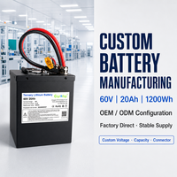 Custom Lithium Ion Battery Pack 60V 20Ah 1200Wh NCM Battery with Smart BMS for Electric Moped and Electric Motorcycle