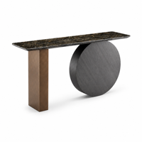 Table console moderne convertible de luxe en acier avec plateau en marbre pour entrée, villa et salons d'hôtel