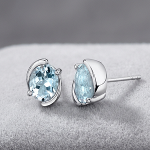 14K White Gold Trendy Oval Cut Natural <b>Aquamarine</b> Raw Engagement Sterling Silver Wedding & Party Ring High Quality Jewelry - Product Image 2