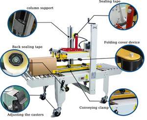 Machine d'emballage automatique pour sceller les boîtes/cartons en carton avec ruban adhésif, scellage du dessus et du dessous - Product Image 2