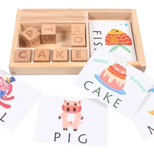 Carte éducative et cognitif pour enfants, mots anglais, petite carte assortie, en bois, pour jouer