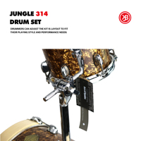 JBK Professional 3-Piece Percussion Instrument Set for Beginners Golden Broken Flower Design Jungle Drum Bass Tom-Tom Musical