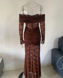 Drop Shipping di alta qualità <span class=keywords><strong>abito</strong></span> in <span class=keywords><strong>pizzo</strong></span> a manica lunga a due colori da donna vestito aderente in Maxi <span class=keywords><strong>abito</strong></span> da festa per le vacanze - Product Image 2