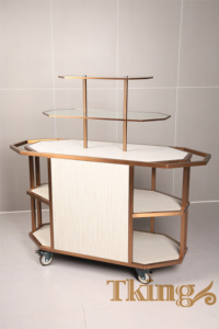 कस्टम लक्जरी आधुनिक खाद्य तैयारी ट्रॉली भंडारण होटल जो पहियों पर गाड़ी भंडारण ट्रॉली की सेवा करता है - Product Image 4