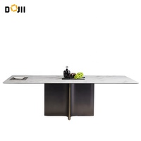 Ensemble table à manger de luxe 6 places meubles en porcelaine cabriolet bureau en pierre frittée pour la maison appartement villa ou hôtel