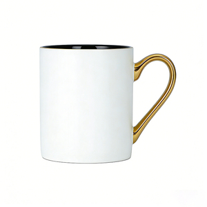 Taza de Café de Cerámica Negra y Blanca de Estilo Moderno Personalizada con Asa Dorada, Juego de Tazas de Porcelana - Product Image 4