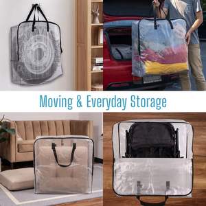 ถุงเก็บของอเนกประสงค์พลาสติกใส PP ขนาดใหญ่ สำหรับใส่ผ้าห่ม เสื้อผ้า ของใช้เดินทาง พกพาสะดวก ใช้สำหรับจัดเก็บสัมภาระ - Product Image 2