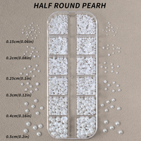 1 Boîte de Perles Blanches Rondes/Demi-Perles pour Ongles, Perles Caviar de Tailles Mixtes, Breloques pour Nail Art, Décoration, Bijoux 3D, Accessoires de Manucure