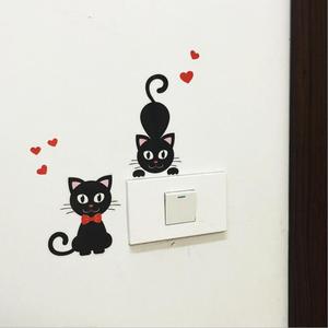 Cartoon Cat <b>Wall</b> Stickers Waterproof PVC Irregular Shape Home <b>Decoration</b> For Switches Valentine'S Day Modern Design K1 - Product Image 1
