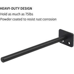 Étagère murale décorative en <span class=keywords><strong>bois</strong></span> noir et métal avec tube et <span class=keywords><strong>planche</strong></span> en MDF pour l'affichage ou l'organisation d'objets - Product Image 2