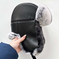 Gorro de Aviador de Piel de Conejo Rex, Gorro de Invierno Cálido, Piel de Primera Calidad, Impermeable, para Pesca al Aire Libre, Estilo Versátil y Lujosamente Denso