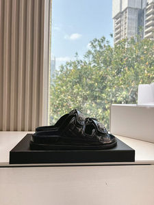 Sandali estivi in pelle a fondo piatto <span class=keywords><strong>con</strong></span> suola spessa in <span class=keywords><strong>Velcro</strong></span> a punta aperta da <span class=keywords><strong>donna</strong></span> scarpe da spiaggia stile <span class=keywords><strong>pantofole</strong></span> - Product Image 4