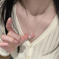 Collier élégant en argent sterling 999, bijoux fins minimalistes, forme de larme, zircon, pour les anniversaires et les mariages