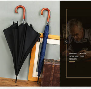 <span class=keywords><strong>Paraguas</strong></span> Recto de Mango Largo para Hombre de Negocios, Retro, con Mango de Madera, Automático, Resistente al Viento, con Impresión de Logotipo Personalizado - Product Image 3