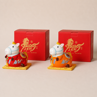 Figurine de cheval en céramique faite à la main, style dynastie Tang, ornement lingot d'or, décoration Feng Shui pour le Nouvel An chinois, cadeau pour la maison