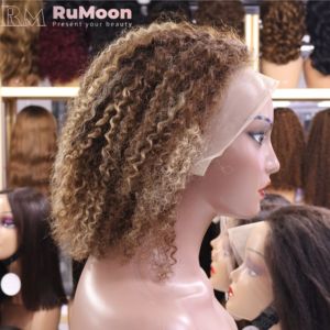 Parrucca Bob Ricci con Frontale in Pizzo, <span class=keywords><strong>Capelli</strong></span> Umani Brasiliani, Densità 200%, Colore Naturale, 12 Pollici, Marrone <span class=keywords><strong>Chiaro</strong></span>, con Baby Hair, per Donna - Product Image 5