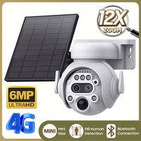 Ubox Solar Outdoor Security Camera 6MP 12x Zoom PTZ PIR Alarm Tracking Night Vision Cloud Storage WIFI 4G