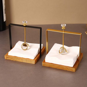 Mystic Arts Solid Wood Tissue Holder Square Silver Metal <b>Frame</b> Restaurant Hotel Decorative Storage Rack - Product Image 2