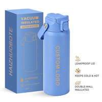 Bouteille d'eau isotherme en acier inoxydable à double paroi de 24 oz avec logo personnalisé, pour le sport et la gym, avec couvercle à bec verseur et paille 2-en-1