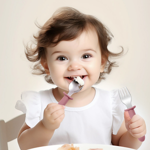 Wholesale Bpa-Free Kids Tableware Set <b>Soft</b> Safe Training Spoon and Fork Wooden Silicone Baby Feeding Utensils - Product Image 6