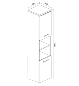 מודרני שחור + לבן עץ גבוה 2 דלתות 2 מדפים ארון רחצה יחידת אחסון רהיטים - Product Image 4