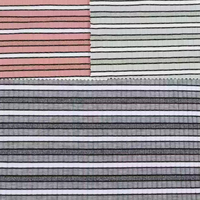 Tissu tricoté côtelé rayé élastique en polyester, rayonne et spandex, doux, de haute qualité, 5x5, 150 cm, pour pulls - Vente en gros