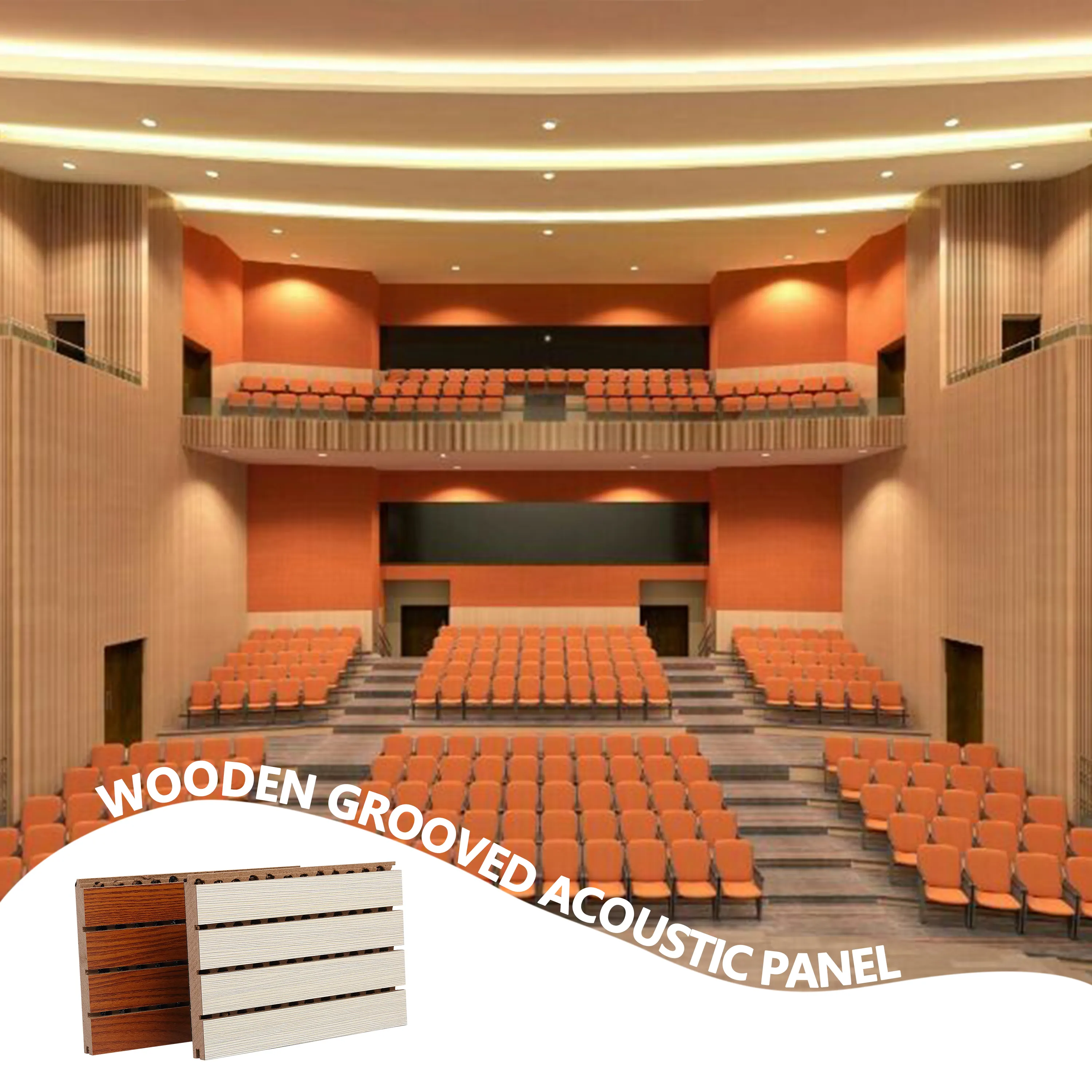 Goodsound3dモデルデザイン壁防音装飾溝付き木製壁と天井吊り下げバージョン600X600音響天井タイル