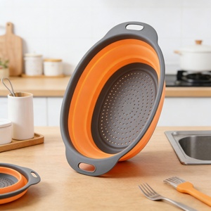 Multifunctional Foldable Food Grade Silicone Sink <b>Drain</b> <b>Basket</b> Colander Set for Home Kitchen Use Dishwasher Safe - Product Image 4