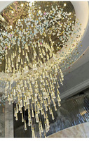 Lustre en cristal en forme de goutte d'eau personnalisé de luxe, lampe suspendue LED pour hall d'hôtel, plafond haut, villa, salon, escalier