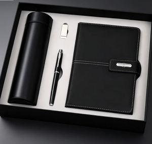 Carnet en cuir vert pour cadeaux, vente en gros, promotionnel, luxe, ensemble cadeau avec stylo et tasse isotherme - Product Image 1