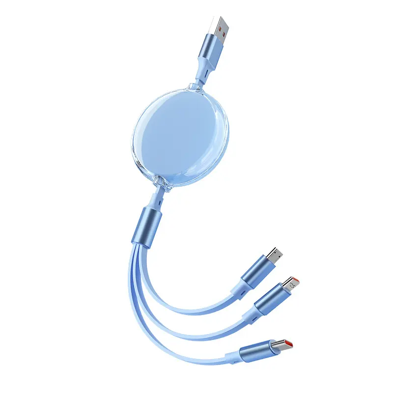 Toptan 3 in 1 şarj kablosu geri çekilebilir çoklu şarj kablosu çoklu USB kablosu mikro USB tip c evrensel 3 in 1 USB kablosu