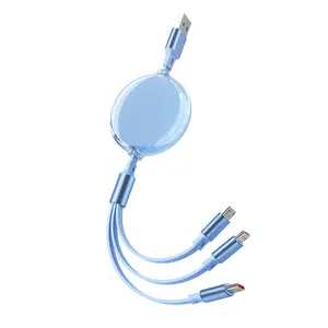 Großhandel 3 in 1 Ladekabel einziehbares Multi-Ladekabel mehreres USB-Kabel Micro USB typ c universell 3 in 1 USB-Kabel