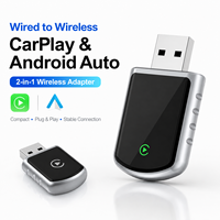 Adaptador Inalámbrico CarPlay Android Auto, Dongle USB, Convierte de Cableado a Inalámbrico, WiFi 5GHz, Bluetooth 5.0, Actualización OTA