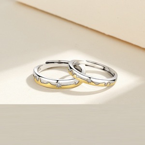 Mode Pembukaan Sederhana Cincin Detak Jantung Pernikahan Minimalis Warna Perak Cincin Pasangan Dapat Disesuaikan untuk Pria Wanita Perhiasan Pertunangan - Product Image 3