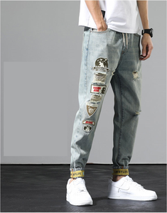 OEM Jeans fins d'été personnalisés style décontracté déchiré neuf points pantalons slim pantalon de mendiant usine de jeans de haute qualité - Product Image 6