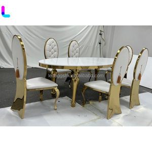 Silla de Comedor y Banquete Redonda de Acero Inoxidable Dorado de Alta Calidad LEDA, Estilo Moderno para Bodas y Fiestas, Silla Metálica para Banquete de Hotel - Product Image 3