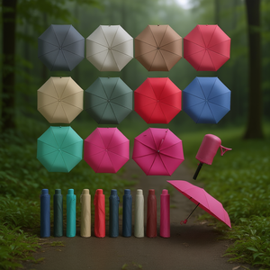 Paraguas Minimalista Plegable de Tres Secciones Feeling Rain, 8 Varillas de Aleación, Apertura Automática, Poliéster, Uso para Adultos, Protección Solar y Lluvia - Product Image 2